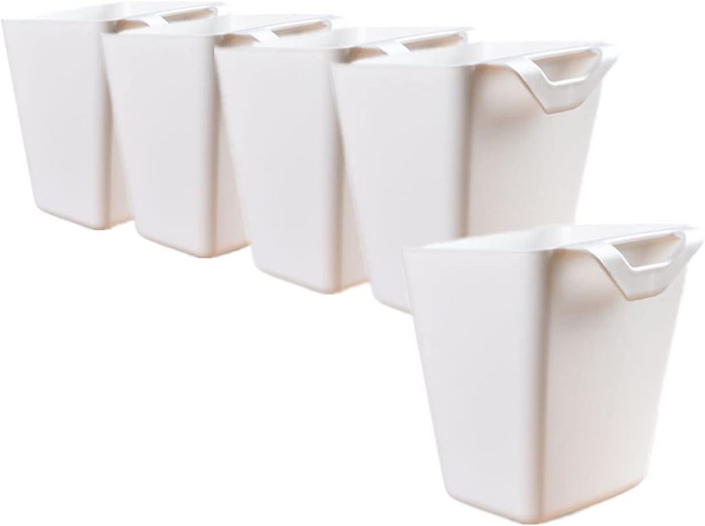 Set mit 5 weißen Hängebecherhaltern – vielseitig einsetzbar: als Trolley, Wandhalterung, Stiftehalter, Dekoration für Zuhause/Büro/Küche