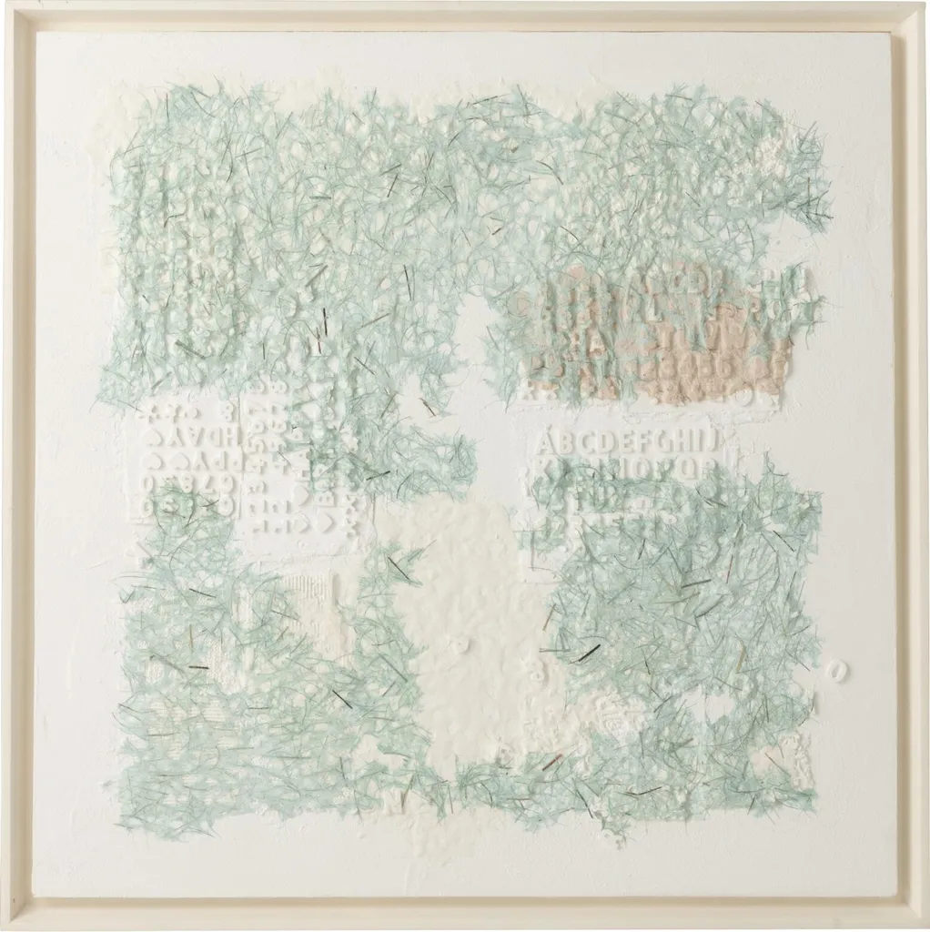 Tableau Mural Salon J-Line Décor Naturel Plâtre et Bois Pin Vert Pastel
