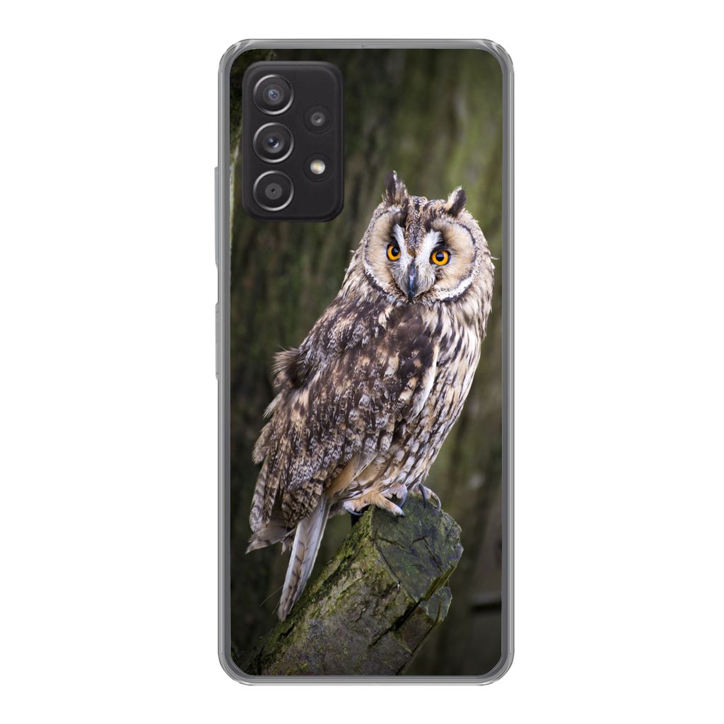 MuchoWow Handyhülle Schutzhülle Hülle für Samsung Galaxy A53 5G Eule - Nahaufnahme - Baum Silikon Softcase Handy Hülle - Schutzabdeckung
