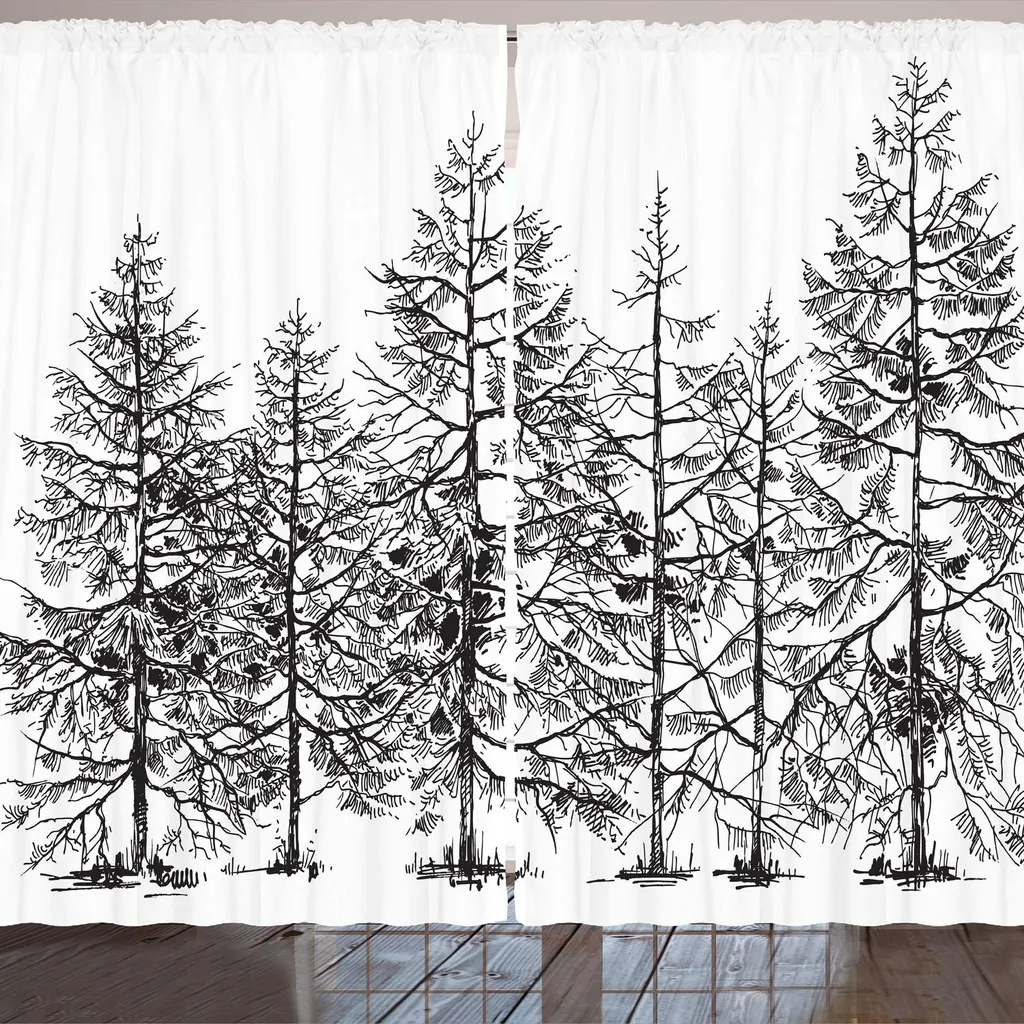 Tenda Design ARANDE 280x175 cm Bianco Nero | Paesaggio Invernale Zen