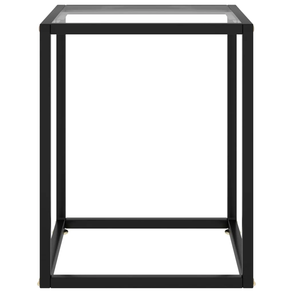 SYFAX™ Tavolino da Salotto Nero con Vetro Temperato 40x40x50 cm