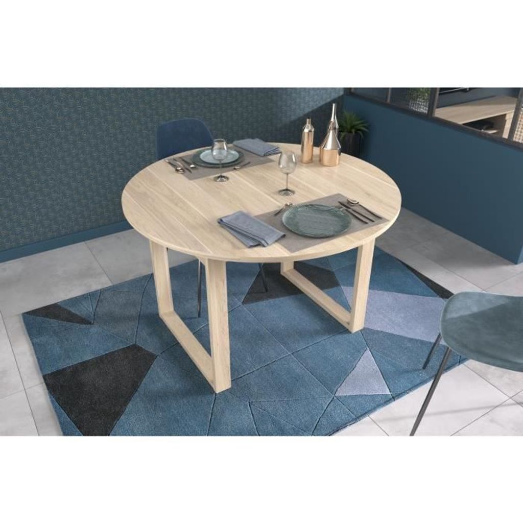 Esstisch, Ausziehbar, Rund, Nachbildung Eiche, 4-6 Personen, 120/155 x 120 x 75 cm, PARISOT
