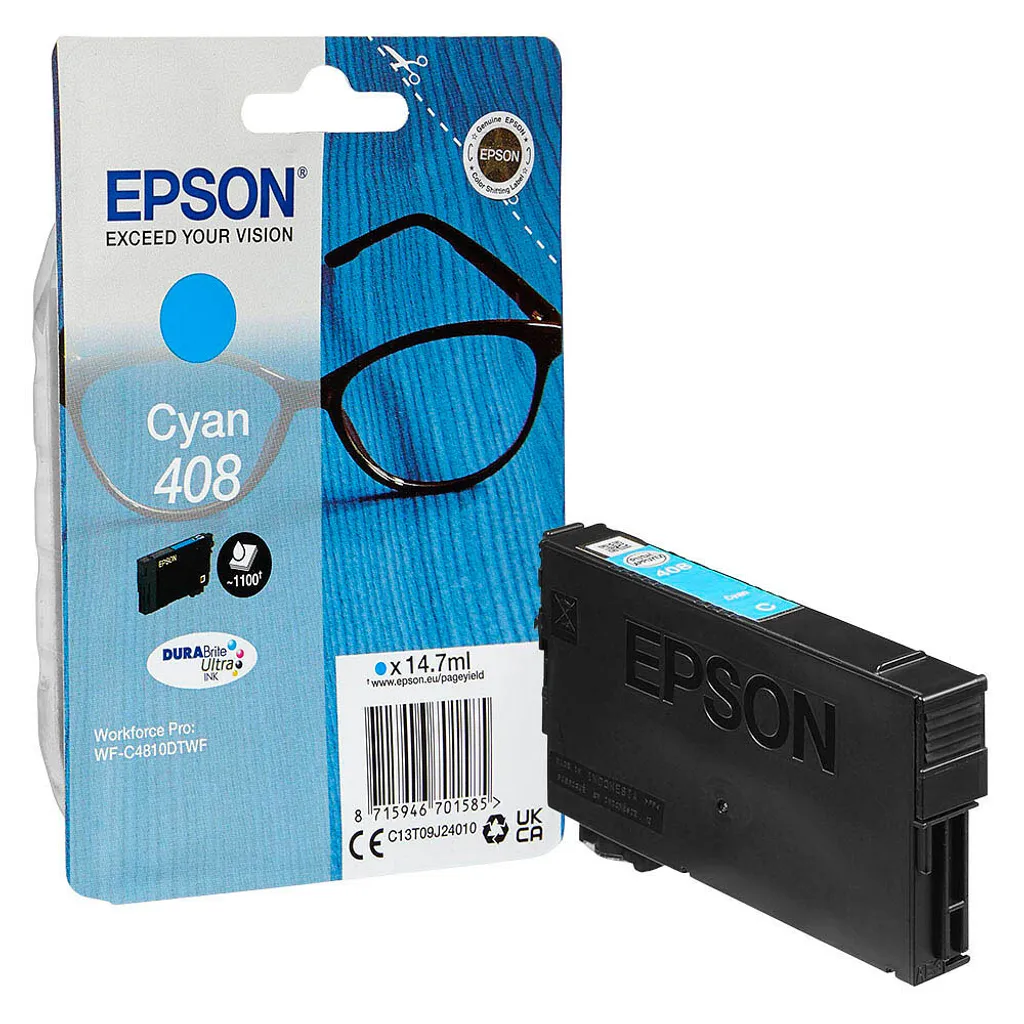 Epson 408 Ciano Originale Alta Capacità 14,7ml per WorkForce WF-7830 - 5
