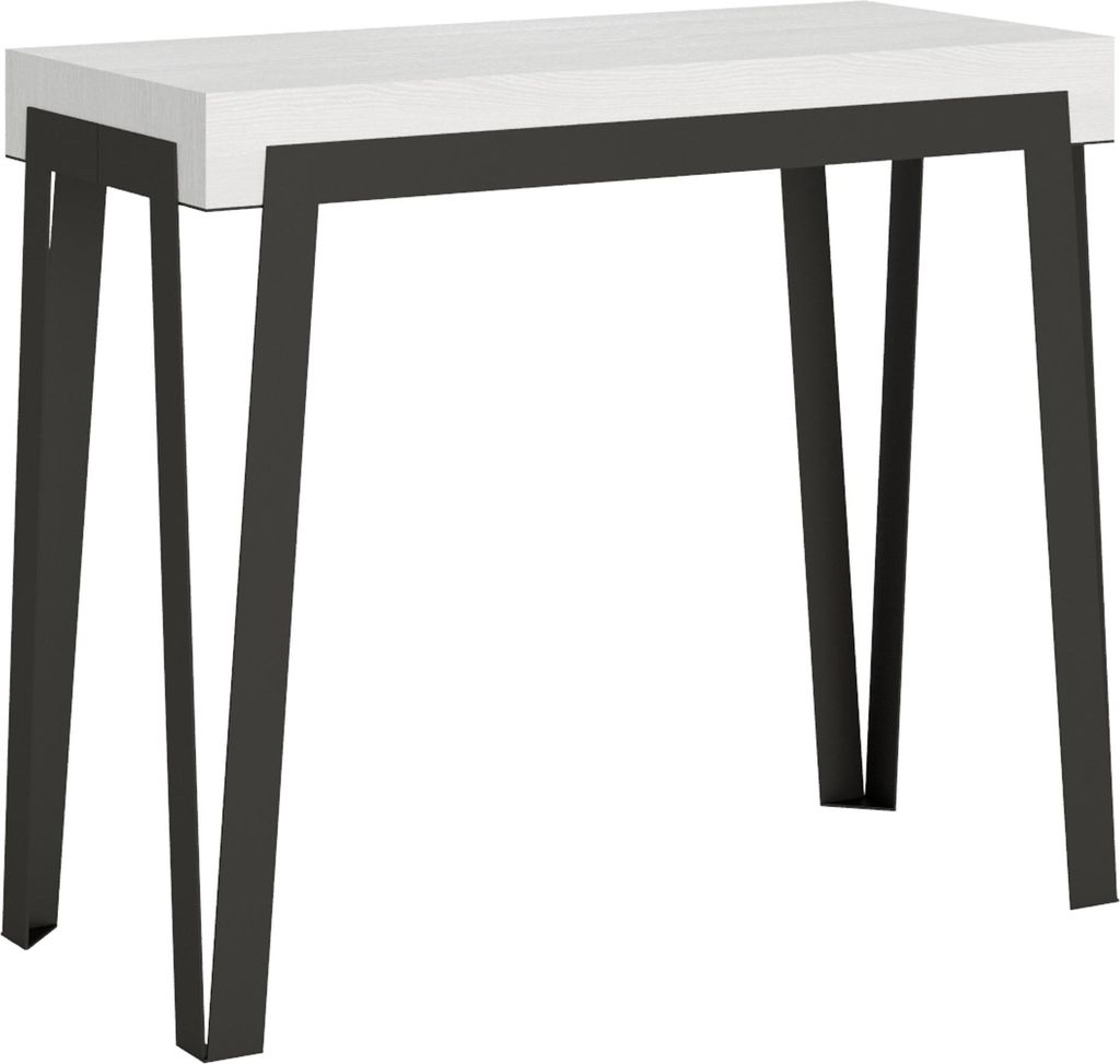 ITAMOBY - Ausziehbarer Konsolentisch 90x40/300 cm Rio Esche weiß mit Eisenrahmen aus Anthrazit