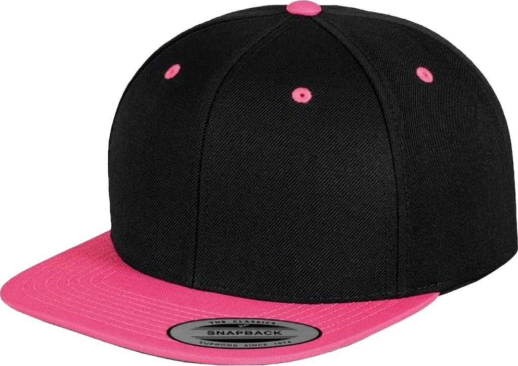 Yupoong Herren The Classic Baseballkappe, zweifarbig RW2887 (Einheitsgröße) (Schwarz/ Neon Pink)
