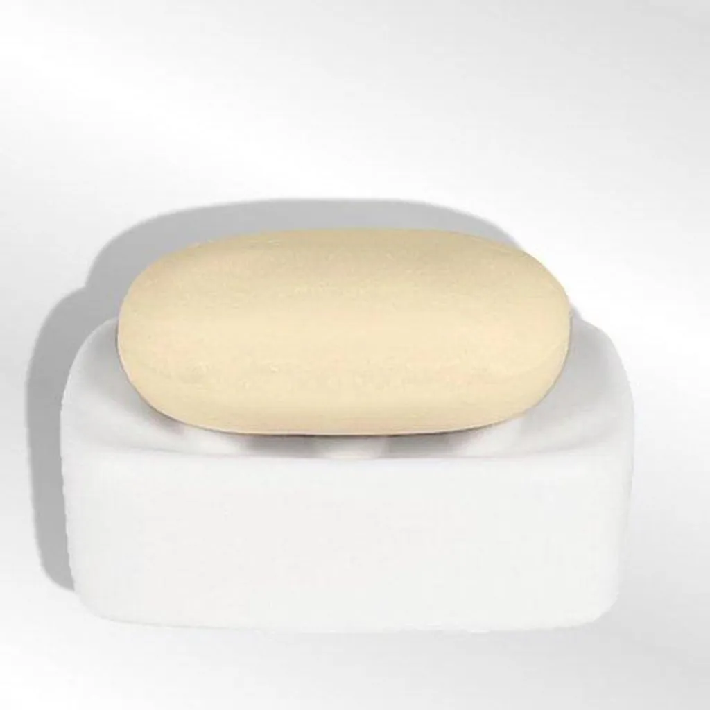 Support déco pour savon et bijoux en pierre blanche mate 11 x 11 cm