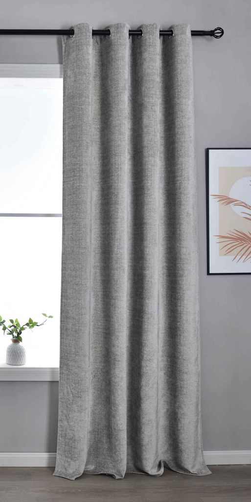 Verdunkelungsvorhang HxB 245x135 cm Grau »Nürnberg« Ösen Raffhalter Chenille samtig weich geschmeidig fallend 202420