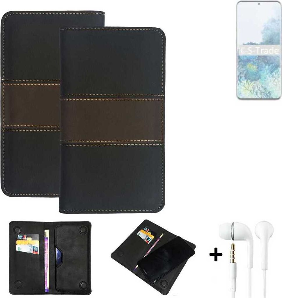 K-S-Trade Handyhülle + Kopfhörer kompatibel mit Samsung Galaxy S20 Schutzhülle Walletcase Bookstyle Tasche Schutz Case Hülle Wallet Cover