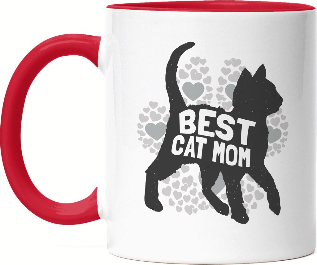 Best Cat Mom Tasse Rot Katzen-Mama Geschenk Katzenliebhaber Katzenbesitzer Katzen Kätzchen
