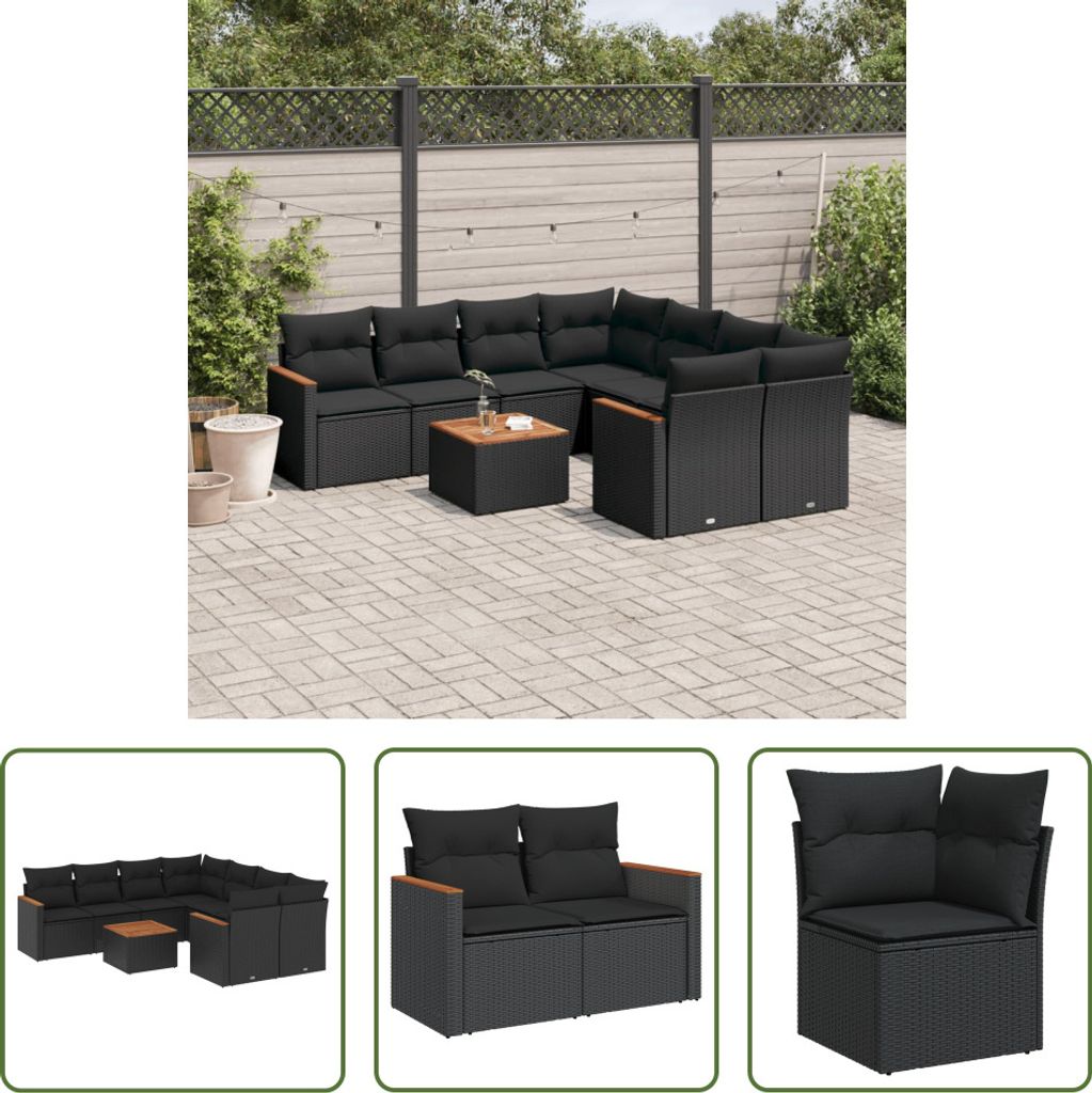 The Living Store 9-tlg. Garten-Sofagarnitur mit Kissen Produktbild 