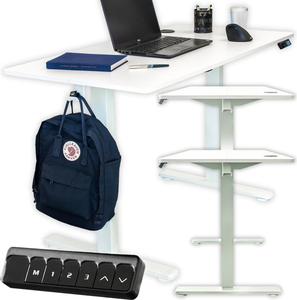 Elektrischer Computertisch, automatisch, verstellbar, weiß, 120x60 hoch