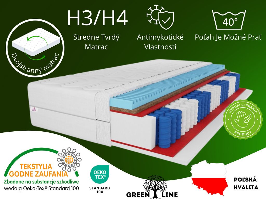 7 ZÓNový kokosový taštičkový matrac Premium 160x200x21 cm, Obrázok produktu 