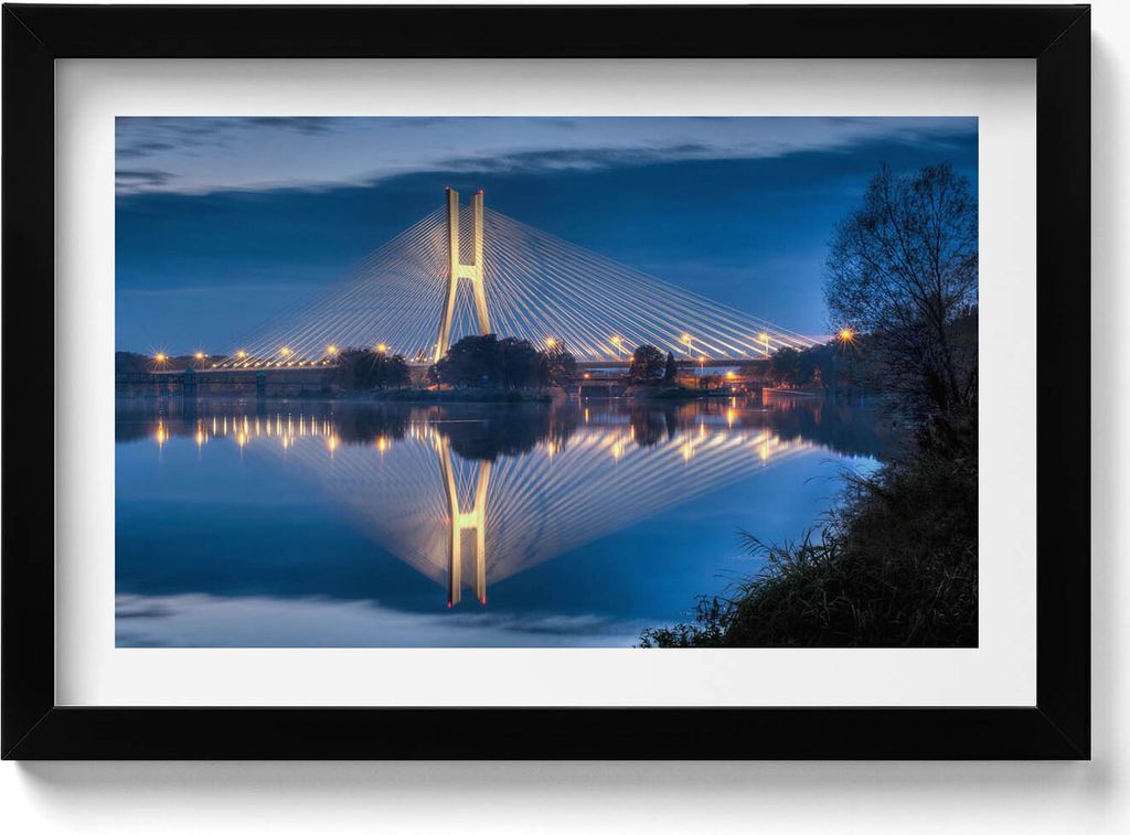 Rędziński-Brücke in Breslau– Wandbild mit Rahmen – Gerahmtes Bild – Wanddekoration – 30x20 cm – Schwarz Rahmen