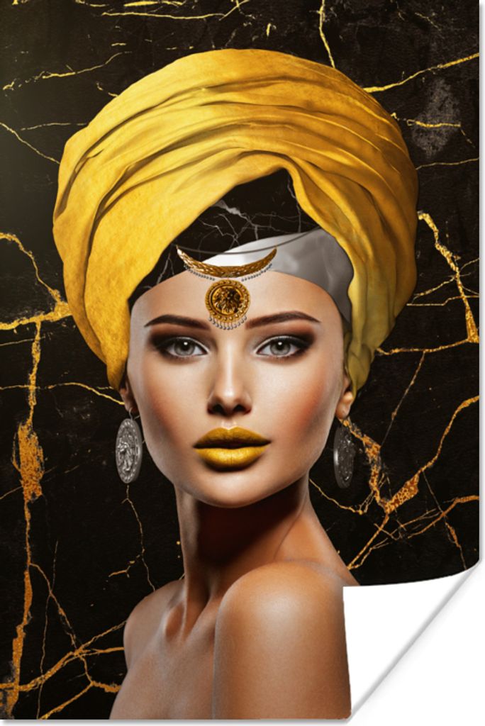 MuchoWow Poster Frau - Abstrakt - Gelb 80x120 cm - Papierdruck