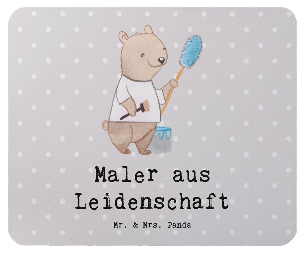 Mr. & Mrs. Panda Mauspad Maler Leidenschaft - Grau Pastell - Geschenk, Mousepad, Spruch, Meisterprüfung, Gesellenprüfung, laptop, Malerbetrieb, L...