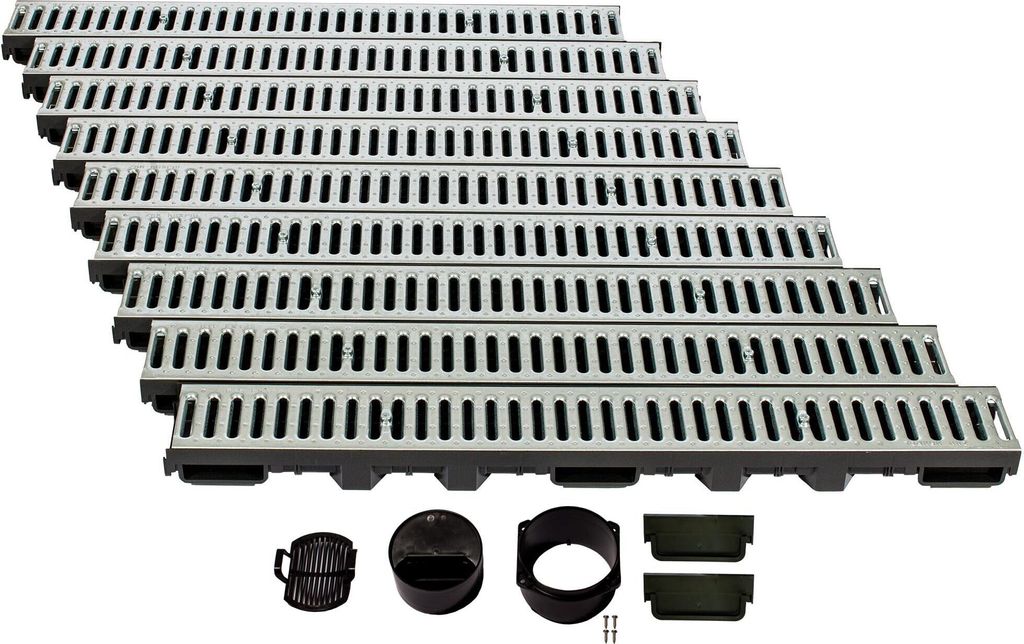 Canale di drenaggio altezza 60 mm plastica 9 m, griglia a Immagine del prodotto 