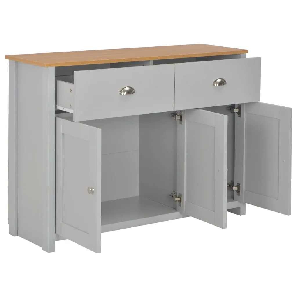 Meuble de Rangement Gris 112 cm Buffet Bas Design pour la Cuisine