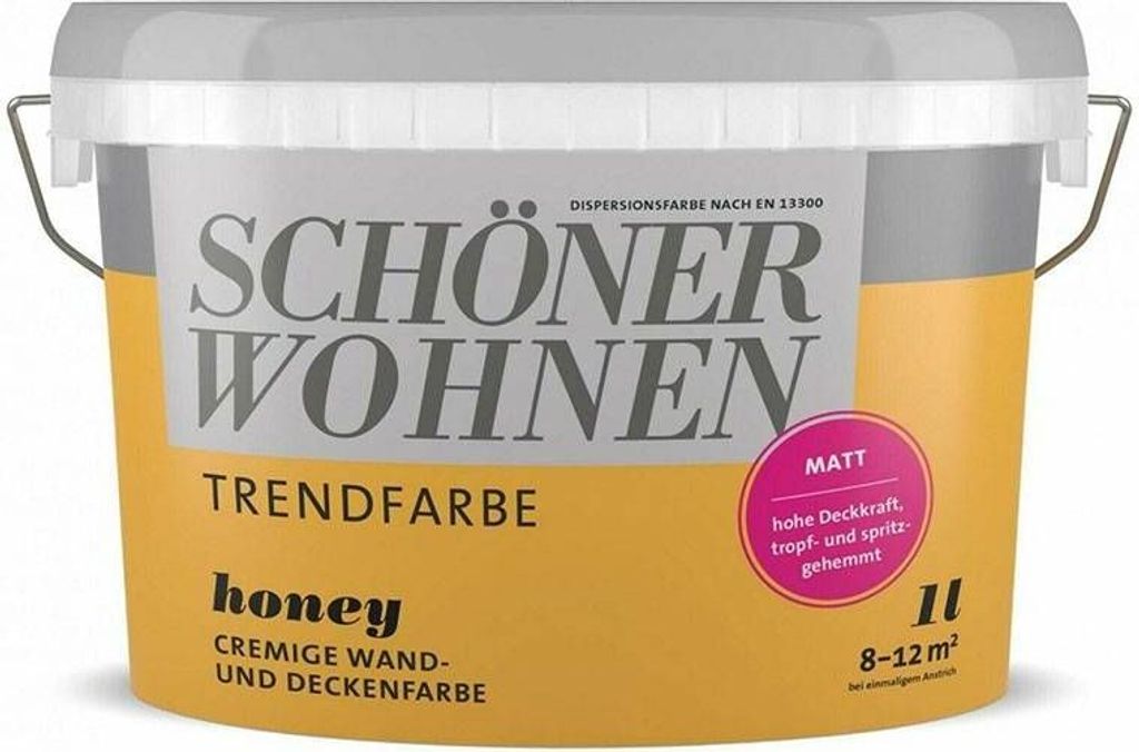 Wandfarbe Trendfarbe honey innen matt Schöner Wohnen 1L Produktbild 