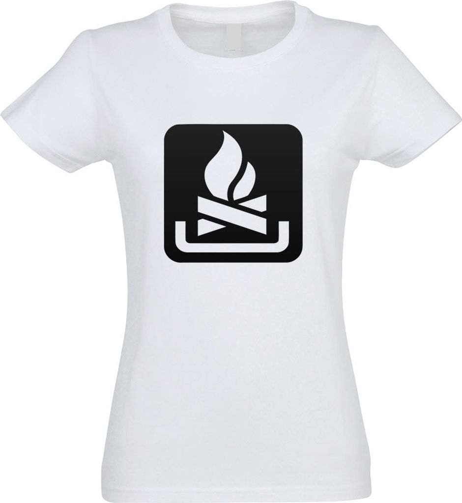 Kiwistar - T-Shirt tailliert - Damen - Weiss - Lagerfeuerplatz Stelle Piktogramme - mit Motiv Bedruckt - Funshirt Design - Sport - Freizeit - Damen...