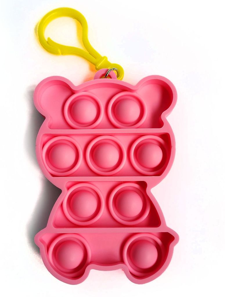 Fidget Toy Push Pop Bubble Keychain - Anti Stress Spielzeug - Schüsselanhänger Bär Rosa