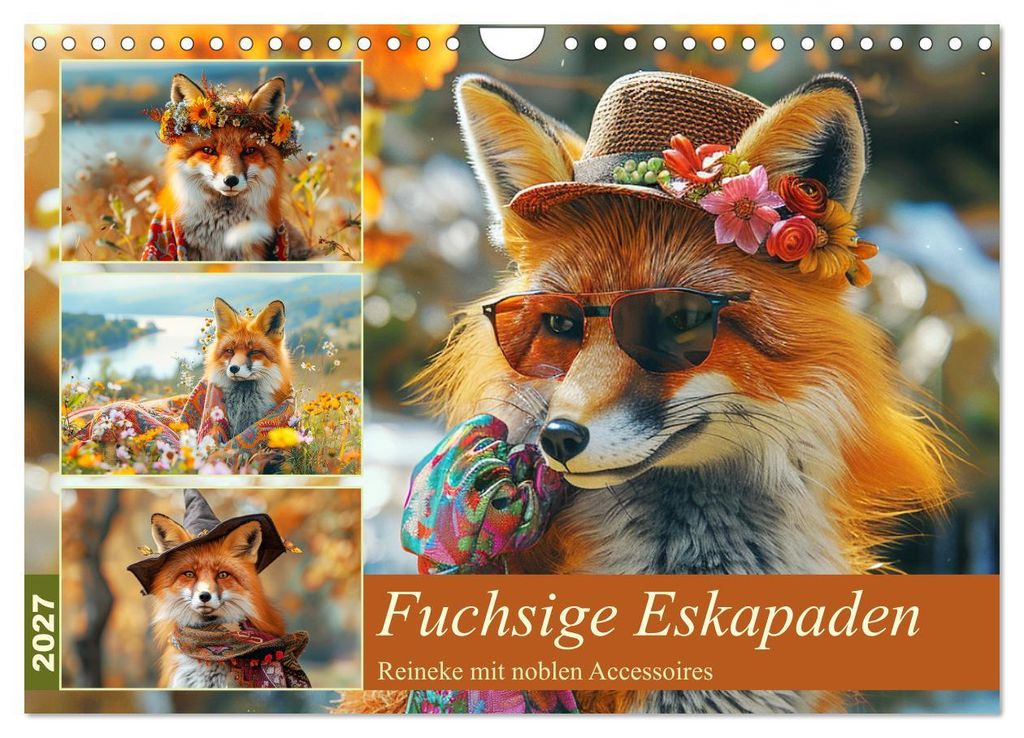Fuchsige Eskapaden. Reineke mit noblen Accessoires (Wandkalender 2027 DIN A4 quer), CALVENDO Monatskalender