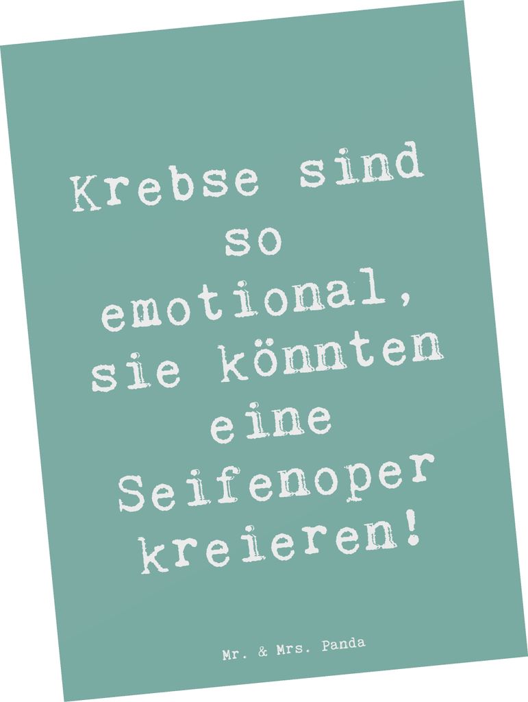 Mr. & Mrs. Panda Postkarte Spruch Emotionaler Krebs - Meeresbrise - Geschenk, Postkarten, Emotionalität, Geschenke Sternzeichen, Tierkreiszeichen,...