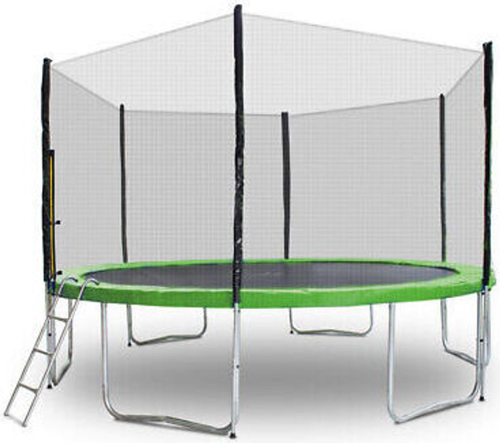Trampolin-King 305cm Trampolin mit Sicherheitsnetz, Randabdeckung, Leiter, Hellgrün, MS-17130