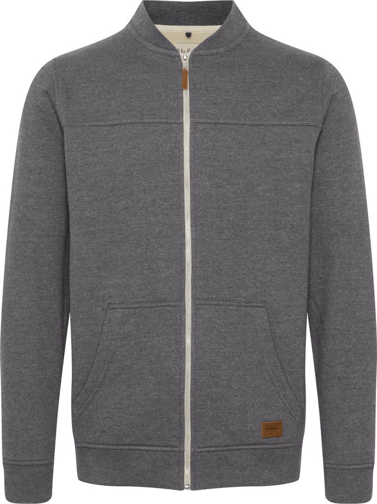 Blend BHArco Herren Sweatjacke Collegejacke Cardigan mit kurzem Stehkragen Reißverschluss Kängurutasche Baumwollmischung Regular fit