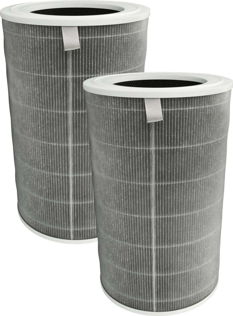 vhbw 2x Aktivkohlefilter kompatibel mit Xiaomi Smart Air Purifier 4 Pro Luftreiniger - H12 Luftfilter Grau Weiß