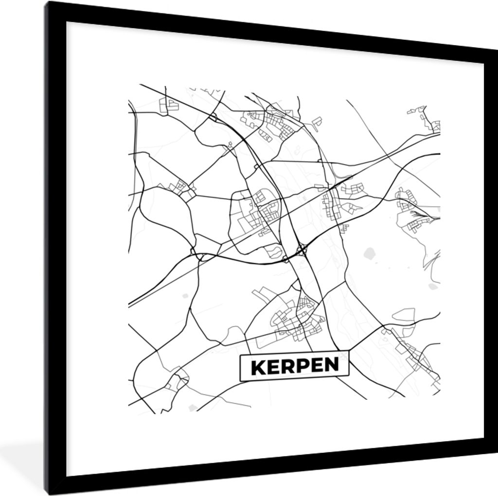 MuchoWow Gerahmtes Poster Karte - Kerpen - Karte - Stadtplan 40x40 cm - Poster mit Schwarzem Bilderrahmen Wandposter Rahmen Foto Bilder - Poster ...