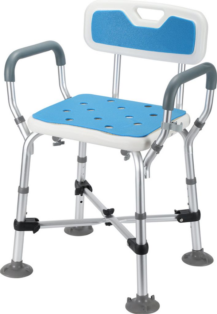 Yakimz Duschhocker Höhenverstellbar Badhocker Duschstuhl - mit arm und rückenlehne Überkreuzte Stützen bis 180kg