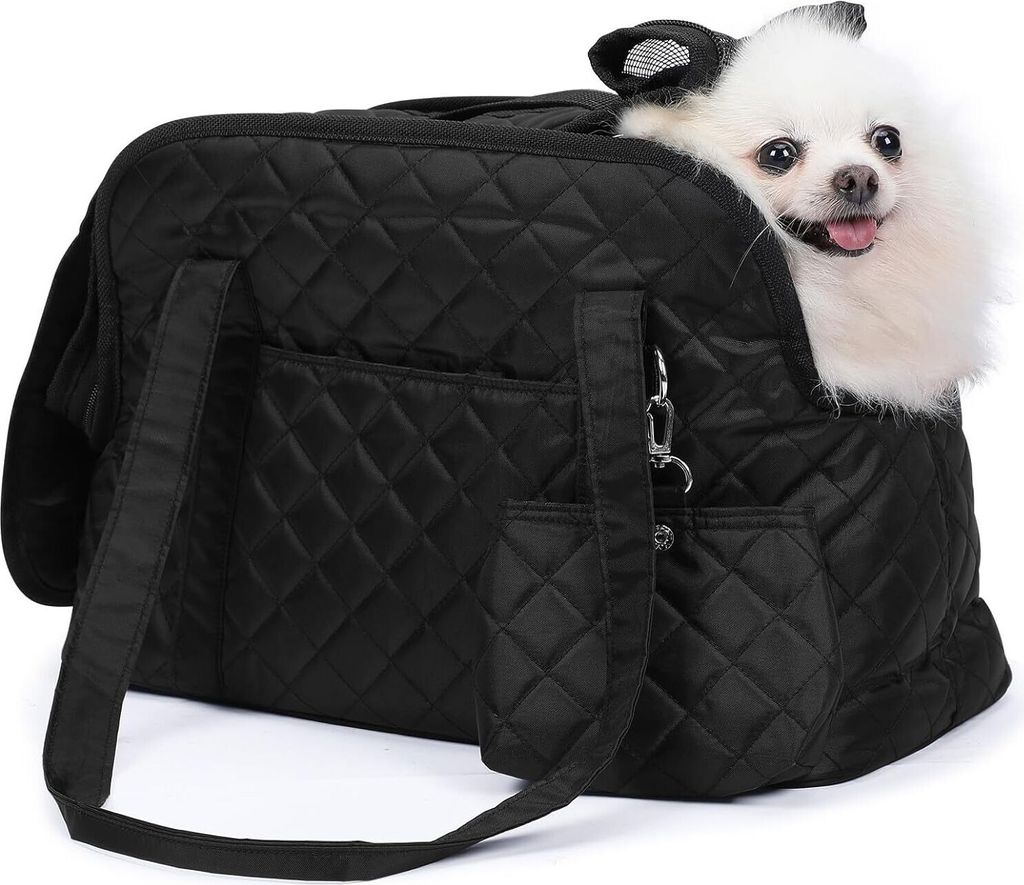 HAPPY HACHI Tragetasche Hund und Katzen, Hundetasche für Kleine Hunde mit Schultergurt und Fleece Matte, Tragbare Gepäckträger Mesh Atmungsaktiv...