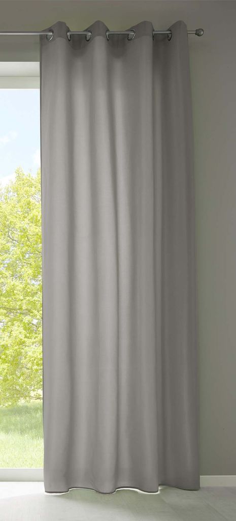 1er Set Vorhänge Schal Ösen »Berlin« HxB 225x140 cm Hellgrau Blickdicht Microsatin Lichtdurchlässig Uni Matt, 20405N
