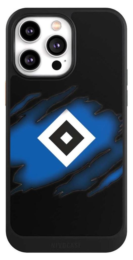 NIVOCASE Hülle für Apple iPhone 14 Pro Max Handyhülle NIVOcore Case Schwarz HSV Hamburger SV Offizielles Lizenzprodukt