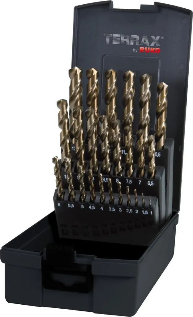 Coffret de forets métaux HSS-Cobalt RUKO 25 pièces avec accessoires