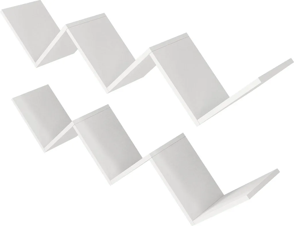 Étagère Murale Gain de Place Blanche Zig Zag pour Petits Espaces - 129cm - 8