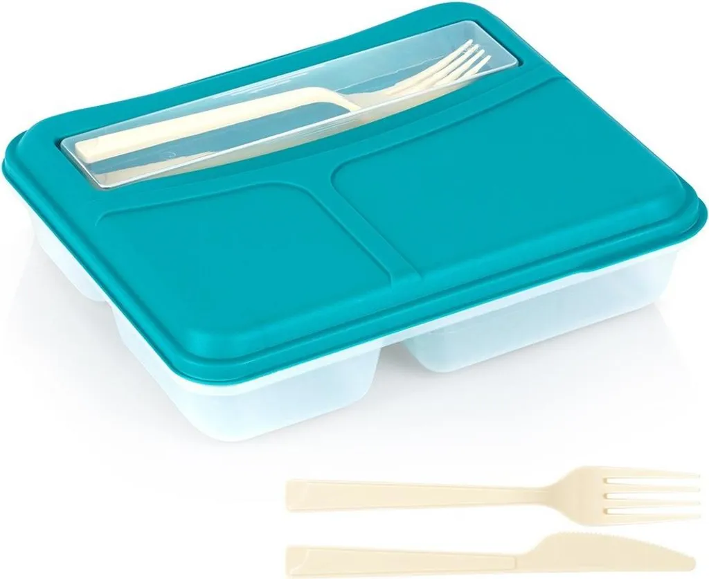 Lunch Box Design Minimalista: Contenitore Colazione Ermetico con Posate - 2
