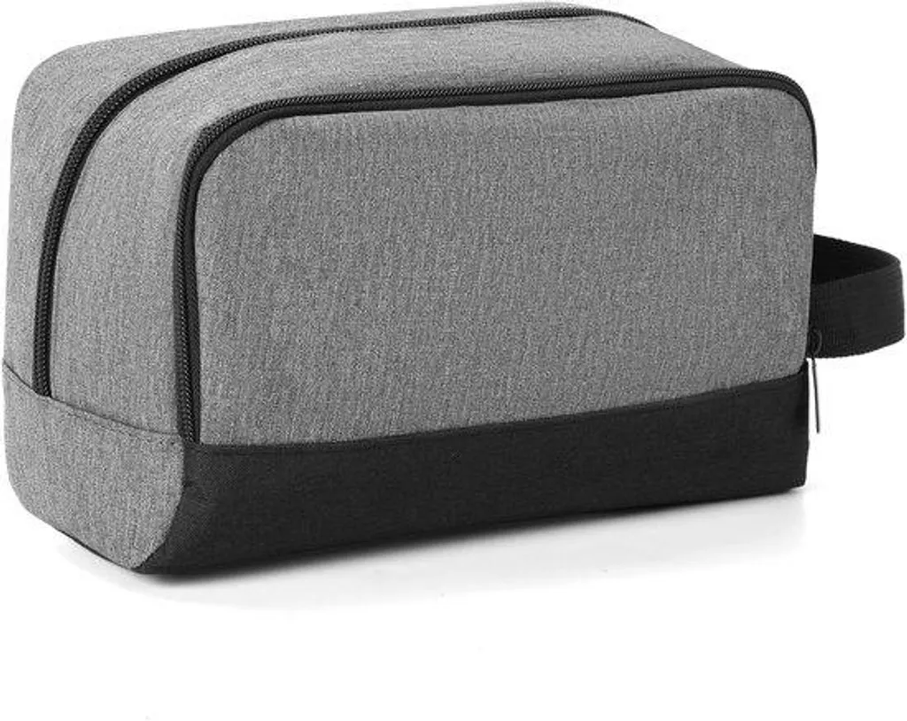 Trousse de toilette voyage grise pour homme avec crochet de suspension