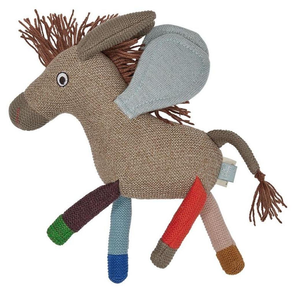 OYOY Mini Donny Sky Donkey Kuscheltier 23 cm aus Baumwolle Stofftier Esel Baby weich Multi M107654