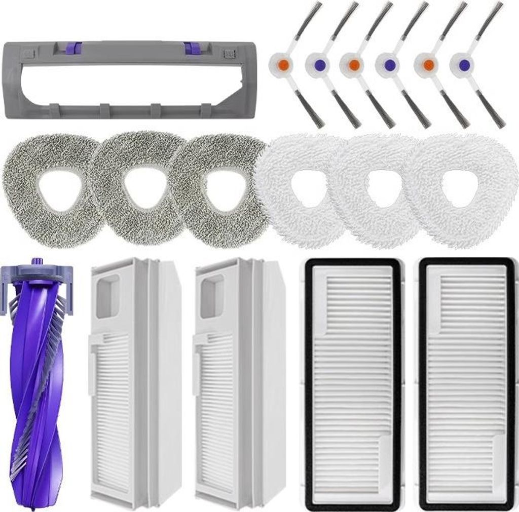 18 Stück Zubehörset Ersatzteile für Narwal J4 / J4 Lite Roboter Staubsauger mit 1 Hauptbürste 2 Hepa Filter 6 Seitenbürsten 6 Mop Tücher 2 St...