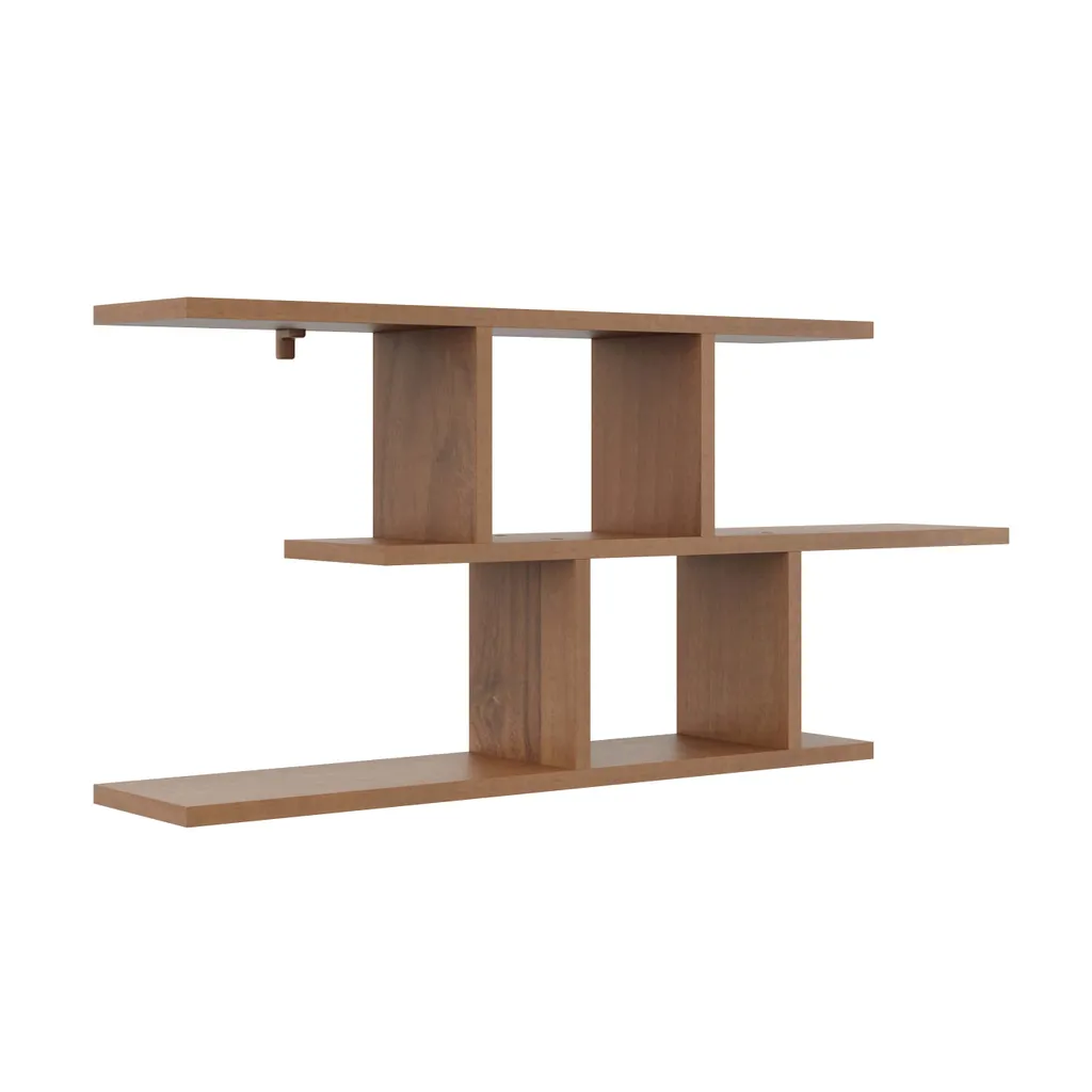 Wandregal Mit 7 Böden, 160x65x18 Cm – Skandinavisch, Nussoptik, Für Bücher, Pflanzen & Deko