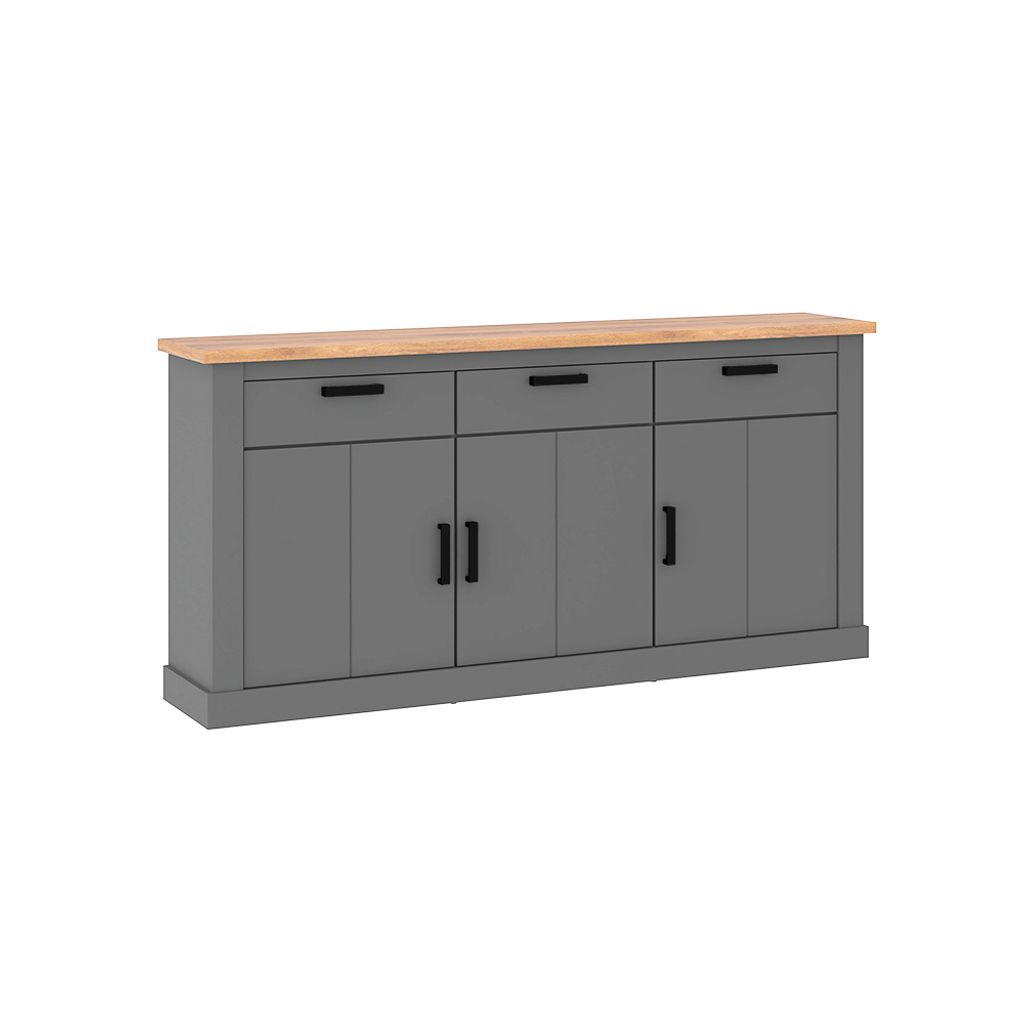 Sideboard 170cm, anthrazit mit Eiche, PADBORG-129