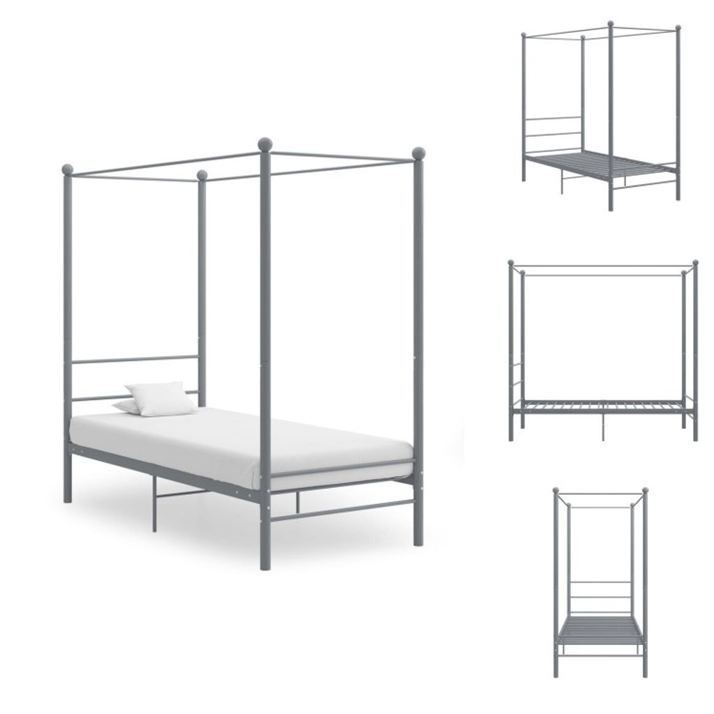 vidaXL Himmelbett Grau Metall 90x200 cm - Betten & Bettgestelle