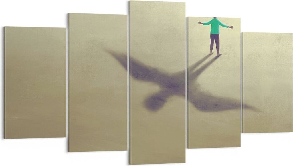 Bild auf Leinwand - Leinwandbild - 5 Teile - Kind Symbol Vogel - 160x85cm - Wand Bild - Wanddeko - Wandbilder - Leinwanddruck - Bilder - Wanddekora...