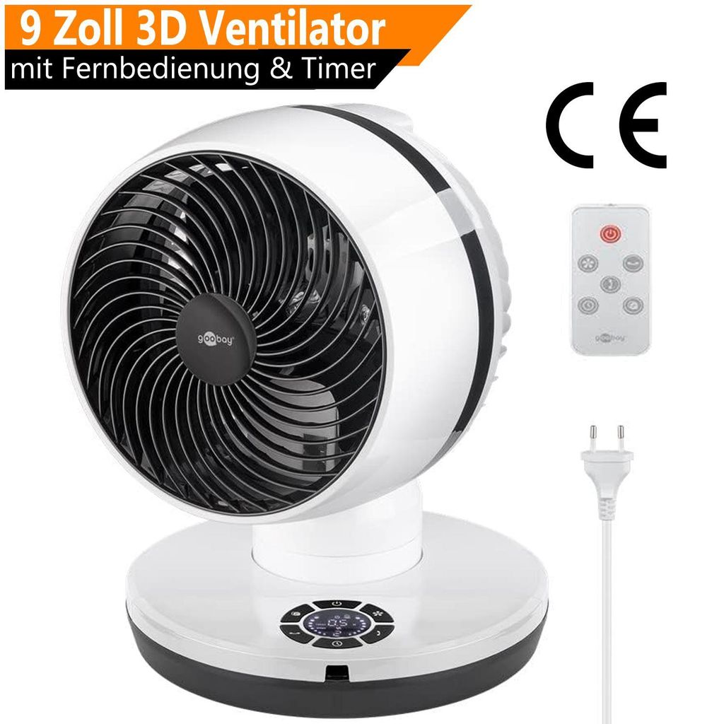 ORSEM Tischventilator 3D Fernbedienung LCD mit Timer 23cm horizontal und vertikal Oszillierender Luftkühler leise 70W 9Zoll Ventilator Standventil...