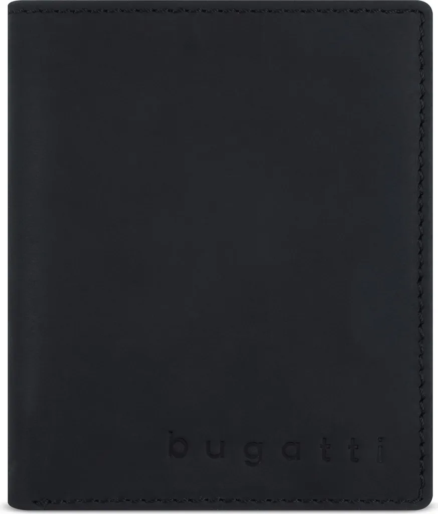 Portefeuille vertical Bugatti Luca en cuir noir avec grand rabat