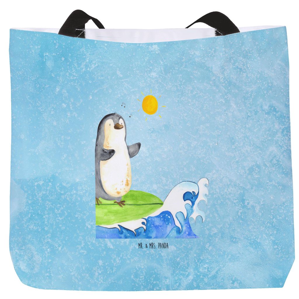 Mr. & Mrs. Panda Tote Bag Pinguin Surfer - Eisblau - Geschenk, Hawaii, Reisetasche, Urlaub, Laptoptasche, Motiviert, Optimistisch, Beutel, Tasche, ...