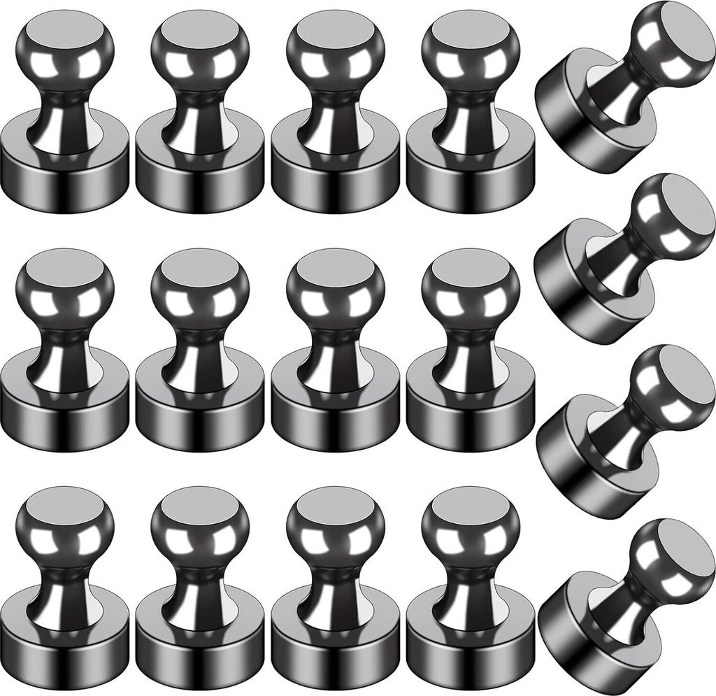 16 starke Kühlschrankmagnete, schwarze Kühlschrankmagnete, Pinnwandmagnete, starke Whiteboard-Magnete für Kartenpins, Küche, Büro, Schule, Erw...