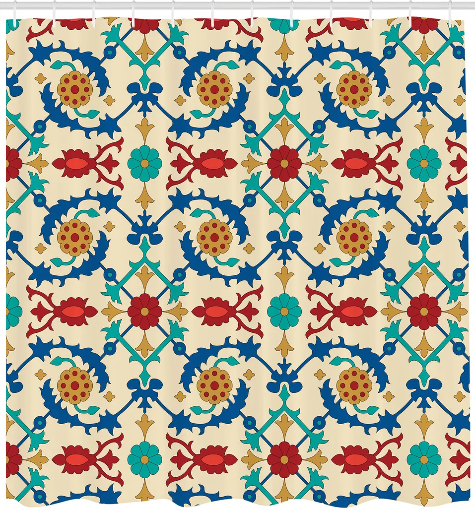 ABAKUHAUS Rideau de Douche Marocain Art Oriental Multicolore 175x240cm