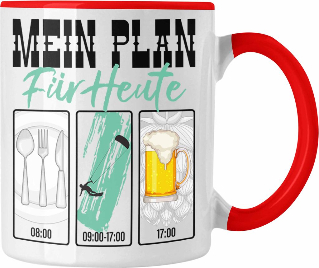 Trendation - Kitesurfer Tasse Lustiges Geschenk für Kitesurfing Grafik Becher Geburtstag Weihnachten (Rot)